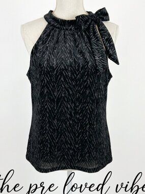 Style & Co Blouse Extra Large Y2K Baddie Mob Wife Evening Black Halter